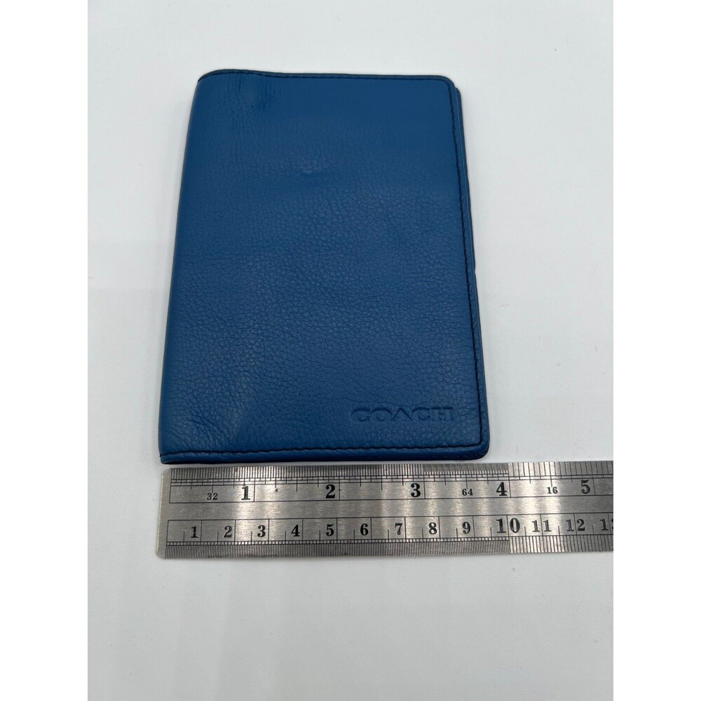 Coach Blue Leather Passport Wallet Holder Travel Case Card Organizer - Picture 8 of 8